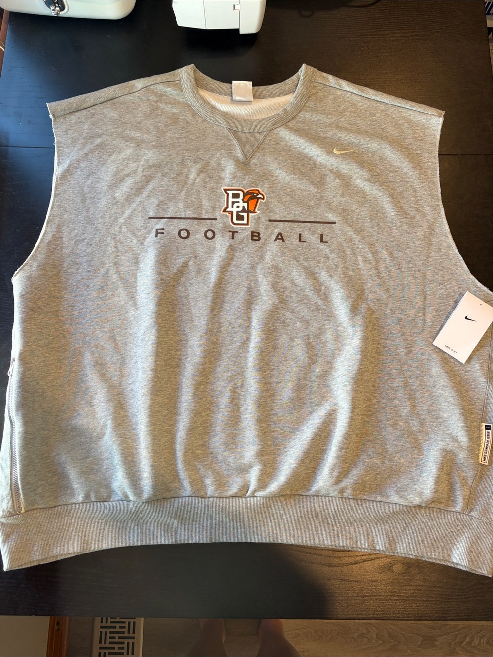 NWT Nike Gray BG Football Crewneck Sleeveless Sweatshirt